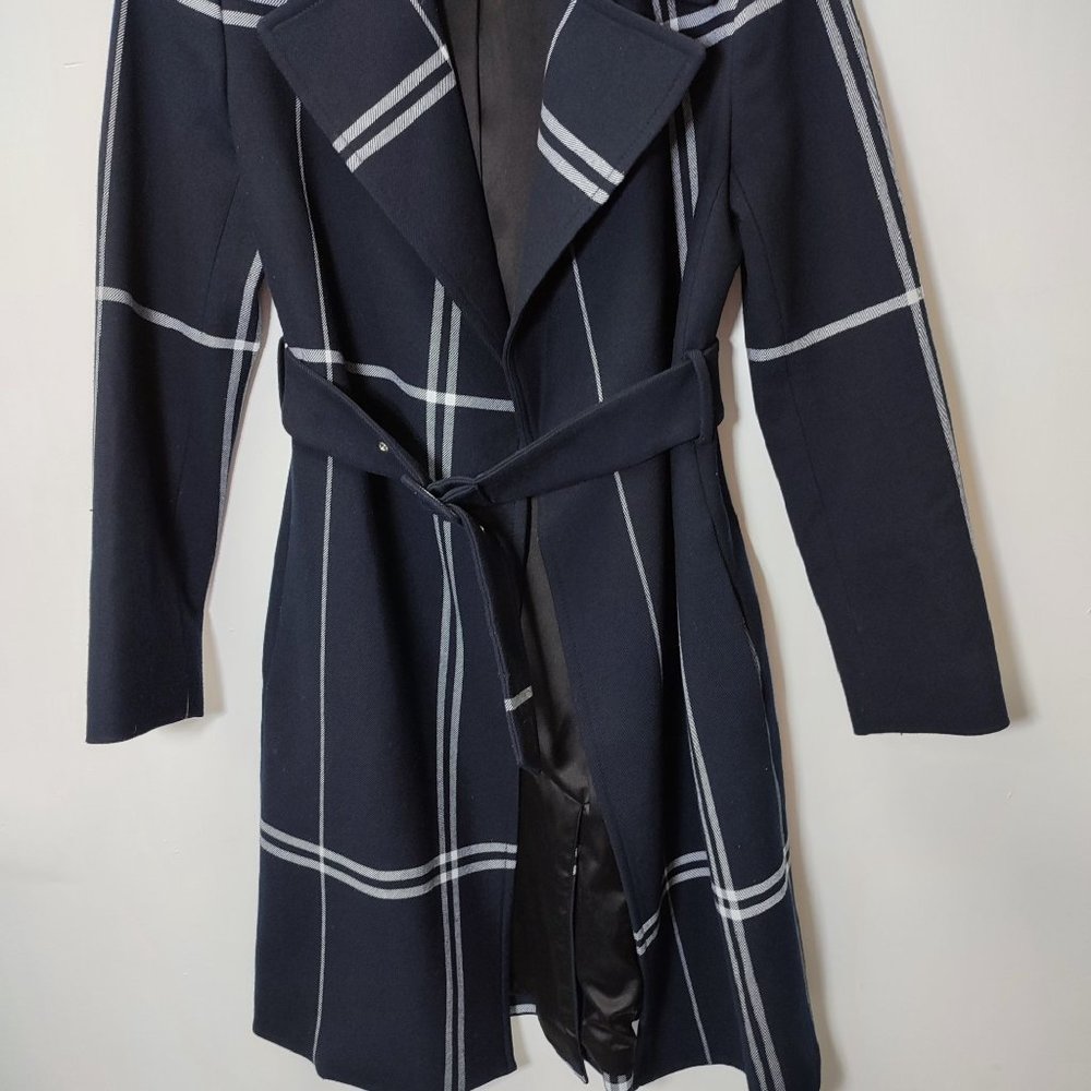 Club Monaco plaid coat dark blue white lines - Picture 12 of 13